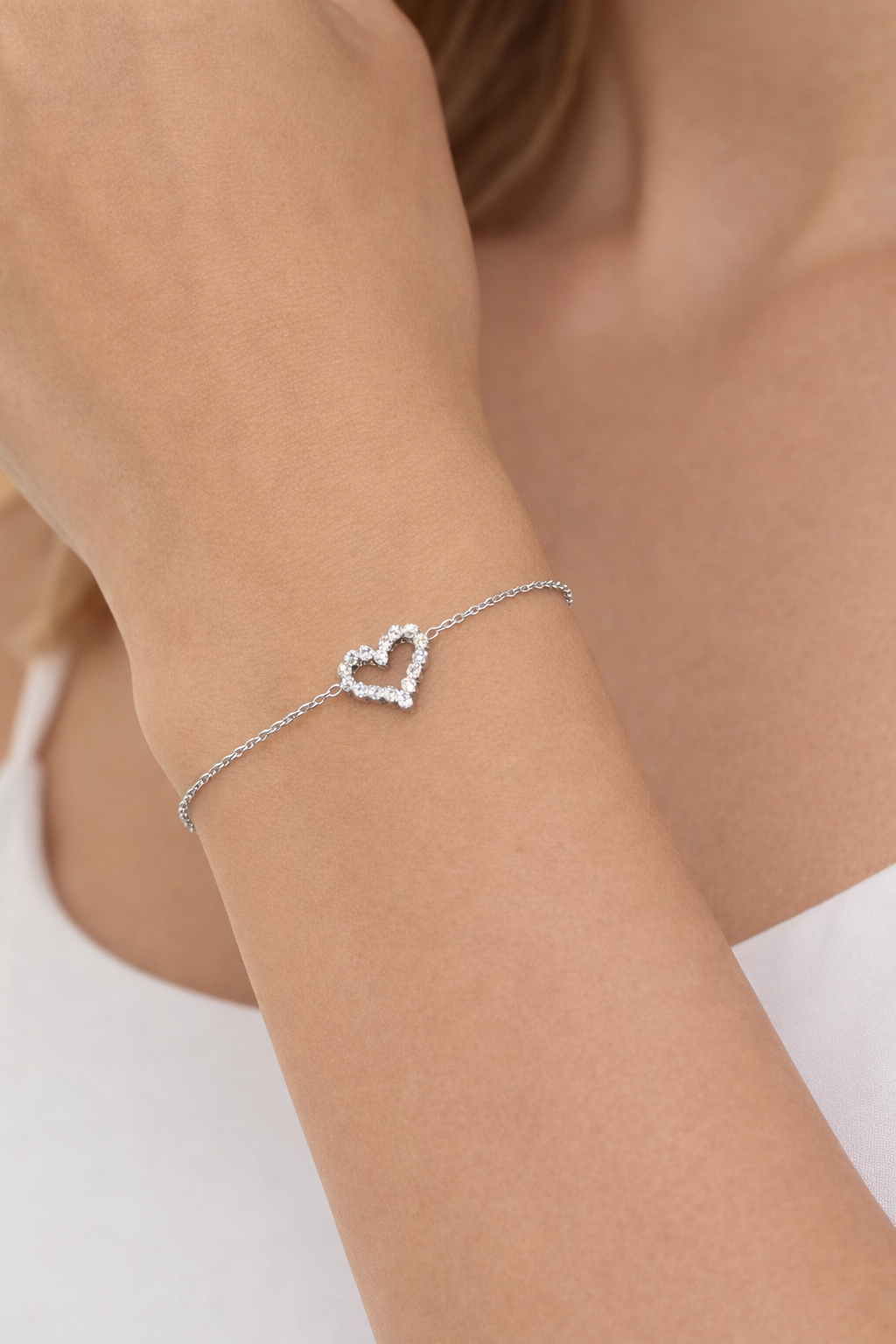 Bracelet coeur zircons